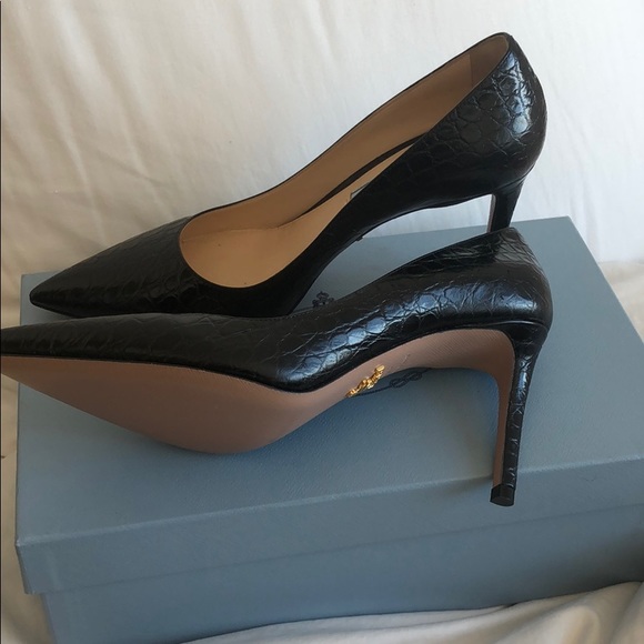 PRADA embossed leather heels 37.5 - Picture 5 of 8